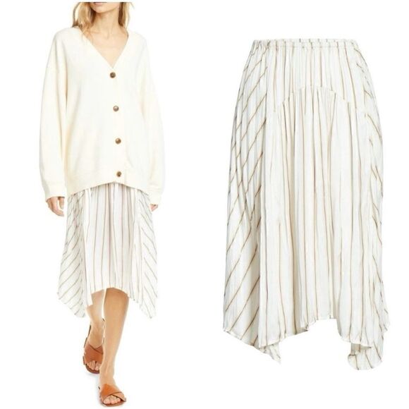 NWT Vince Striped Asymmetrical Skirt - Picture 1 of 6